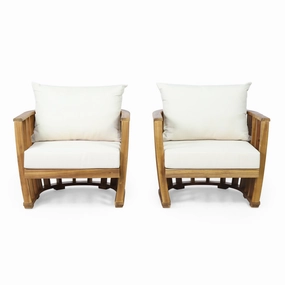 Outdoor Acacia Wood Club Chairs with Cushions (Set 2) - NH379313 chandelier, pendant light