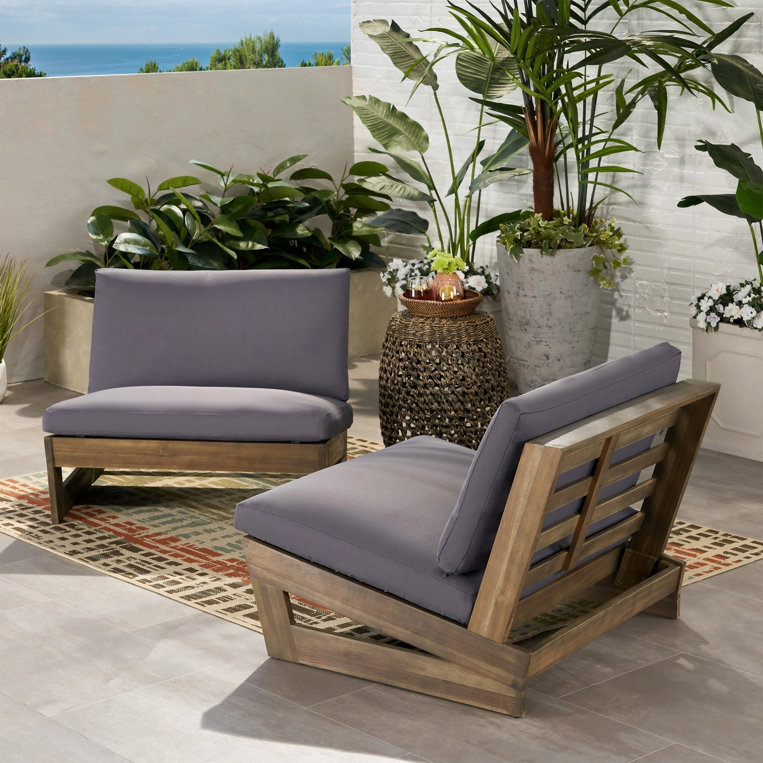 Outdoor Acacia Wood Club Chairs with Cushions (Set of 2) - NH160013 chandelier, pendant light