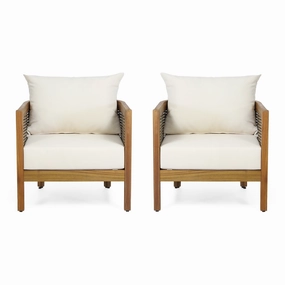 Outdoor Acacia Wood Club Chairs with Cushions, Set of 2 - NH179313 chandelier, pendant light