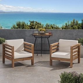 Outdoor Acacia Wood Club Chairs with Cushions (Set of 2) - NH183803 chandelier, pendant light