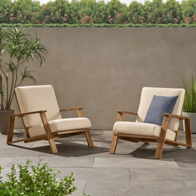 Outdoor Acacia Wood Club Chairs with Cushions (Set of 2) - NH284213 chandelier, pendant light