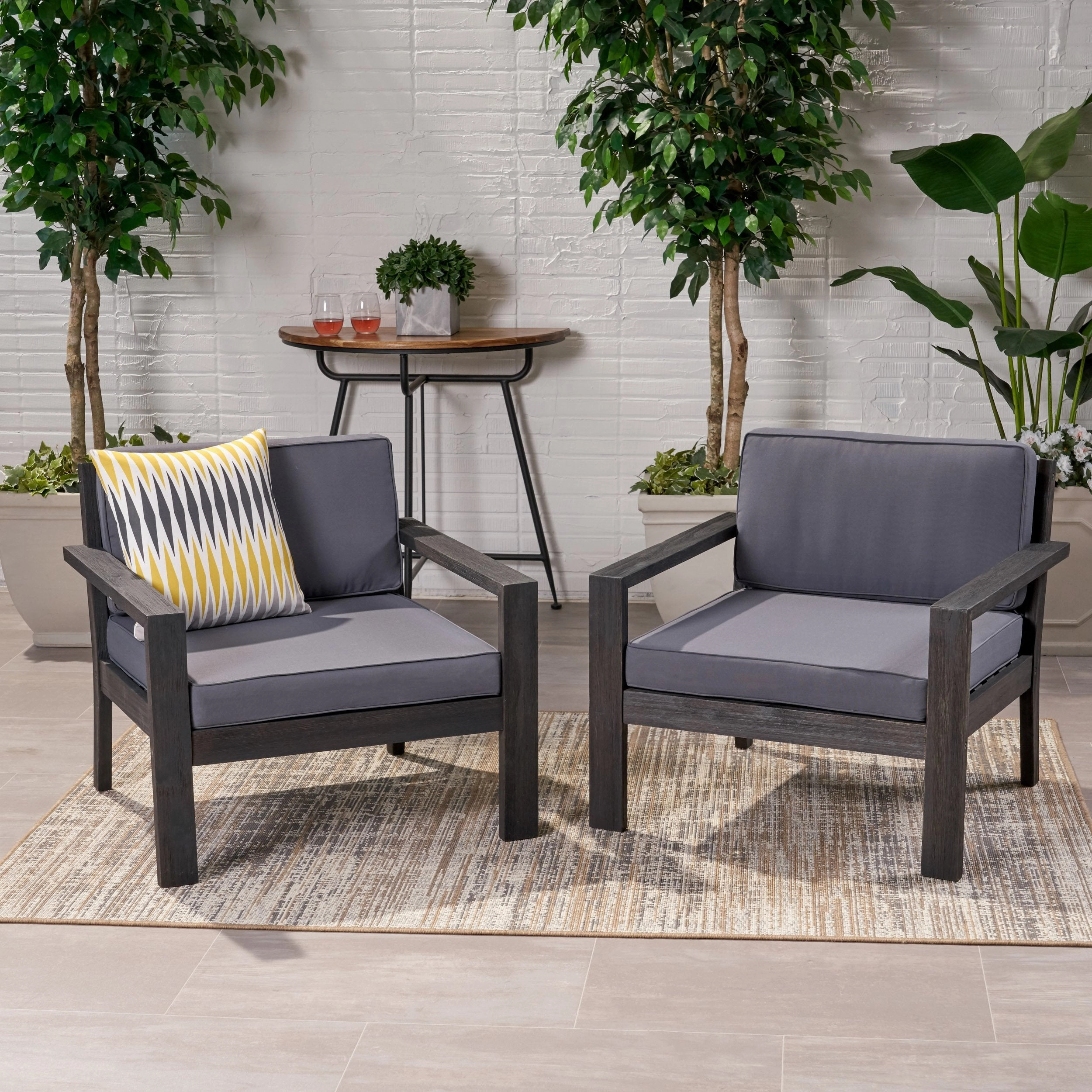 Outdoor Acacia Wood Club Chairs with Cushions (Set of 2) - NH370013 chandelier, pendant light