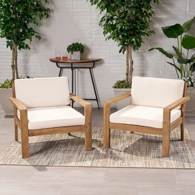 Outdoor Acacia Wood Club Chairs with Cushions (Set of 2) - NH560013 chandelier, pendant light