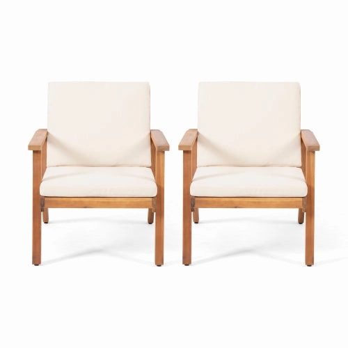 Outdoor Acacia Wood Club Chairs with Cushions (Set of 2) - NH641213