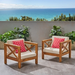 Outdoor Acacia Wood Club Chairs with Cushions (Set of 2) - NH673803 chandelier, pendant light