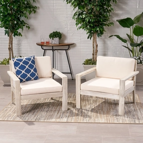 Outdoor Acacia Wood Club Chairs with Cushions (Set of 2) - NH860013 chandelier, pendant light