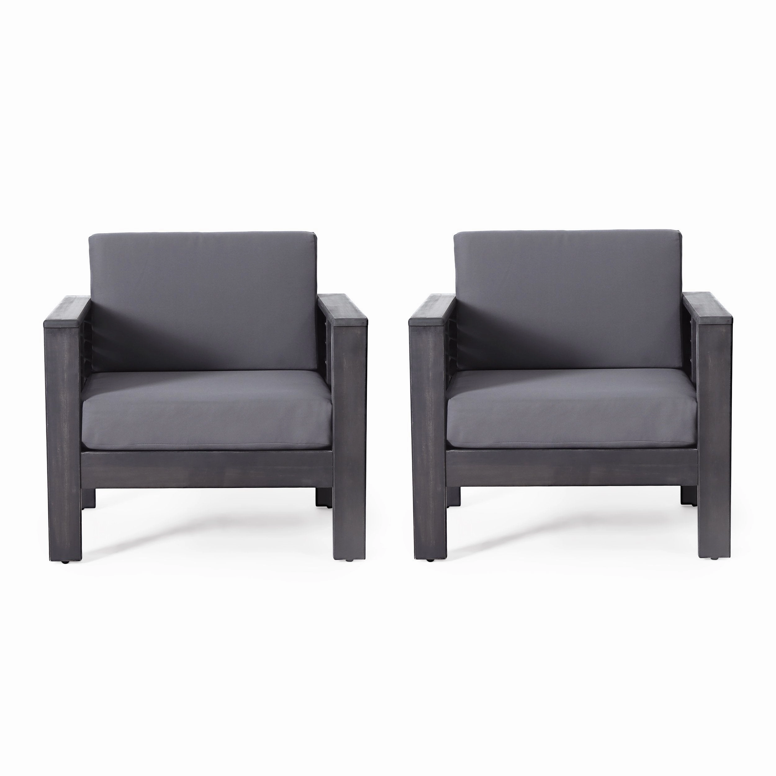 Outdoor Acacia Wood Club Chairs with Cushions, Set of 2 - NH940413 chandelier, pendant light