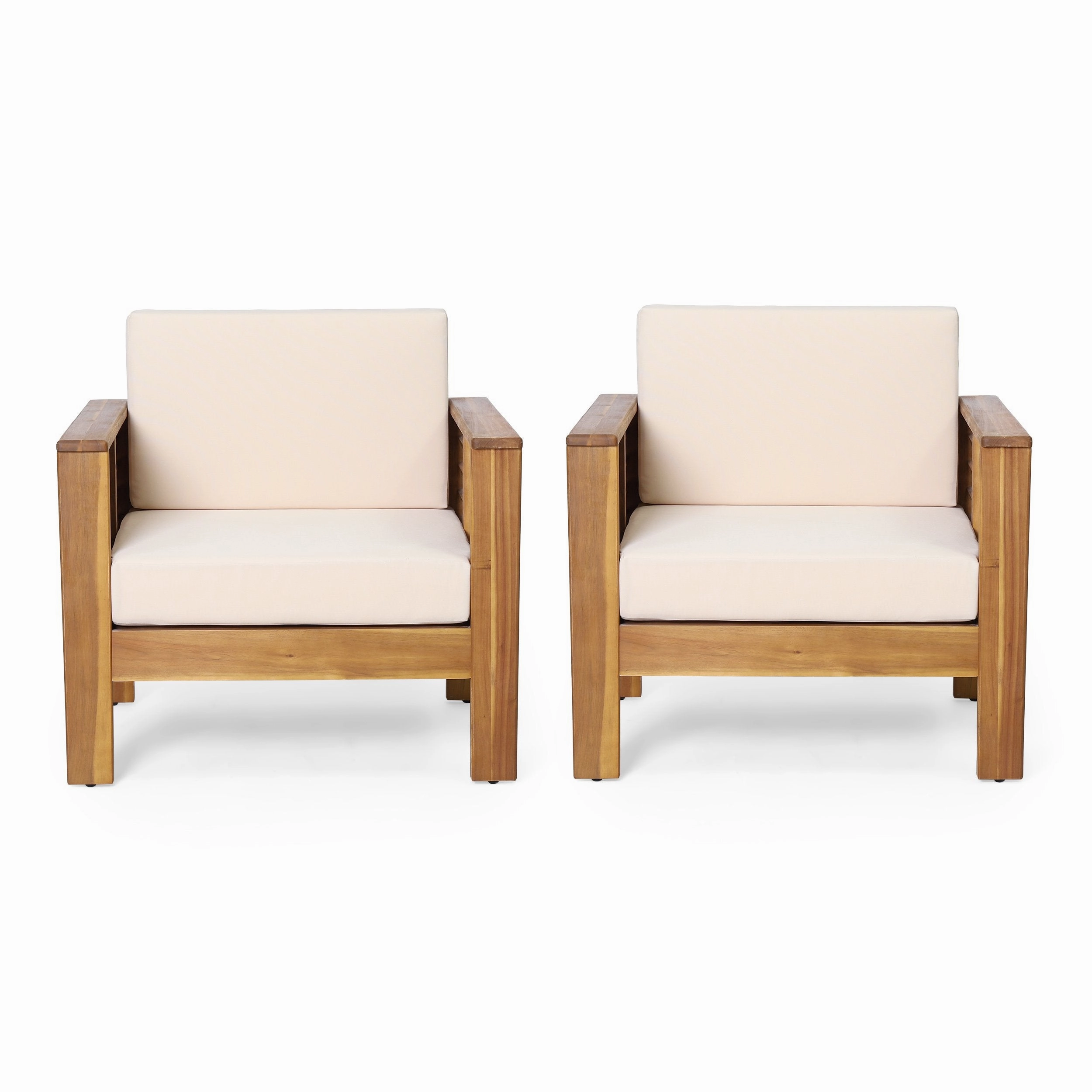 Outdoor Acacia Wood Club Chairs with Cushions, Set of 2 - NH940413