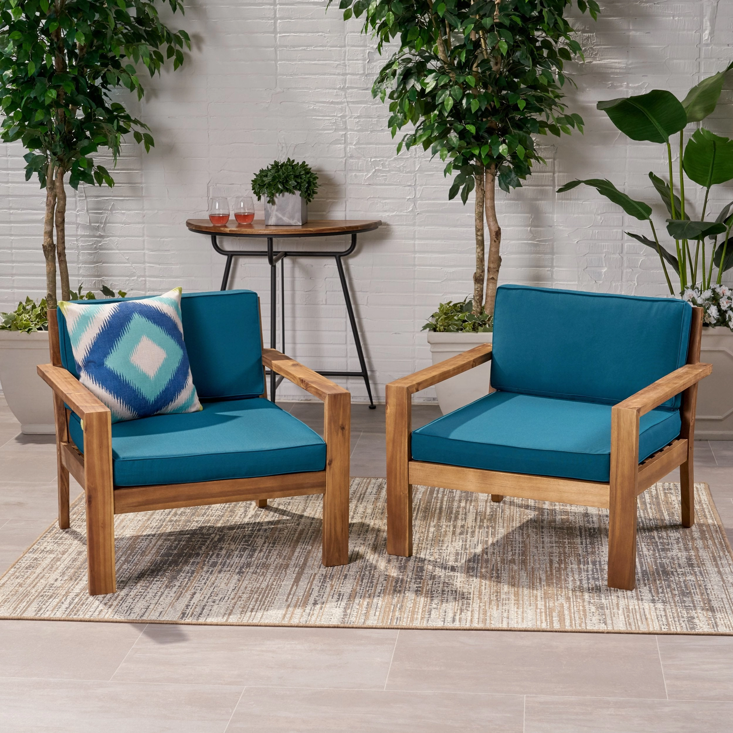 Outdoor Acacia Wood Club Chairs with Cushions (Set of 2), Teak - NH770013 chandelier, pendant light