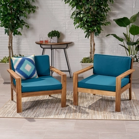 Outdoor Acacia Wood Club Chairs with Cushions (Set of 2), Teak - NH770013 chandelier, pendant light