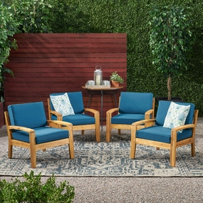 Outdoor Acacia Wood Club Chairs with Cushions (Set of 4) - NH274113 chandelier, pendant light