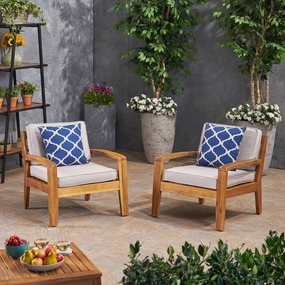 Outdoor Acacia Wood Club Chairs with Sunbrella Cushions - NH772703 chandelier, pendant light