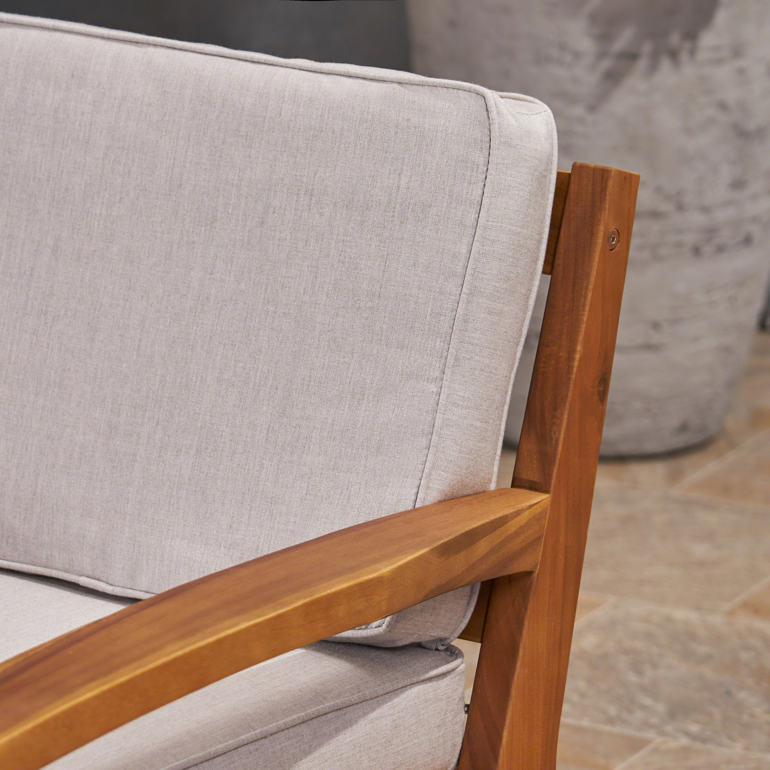 Outdoor Acacia Wood Club Chairs with Sunbrella Cushions - NH772703