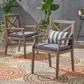Outdoor Acacia Wood Dining Chair (Set of 2), Grey with Grey Cushions - NH186403 chandelier, pendant light