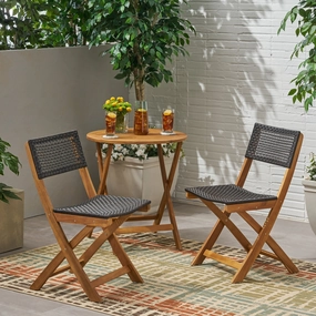 Outdoor Acacia Wood Foldable Bistro Chairs with Wicker Seating (Set of 2) - NH910903 chandelier, pendant light