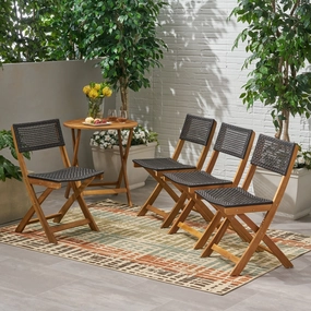 Outdoor Acacia Wood Foldable Bistro Chairs with Wicker Seating (Set of 4) - NH120903 chandelier, pendant light