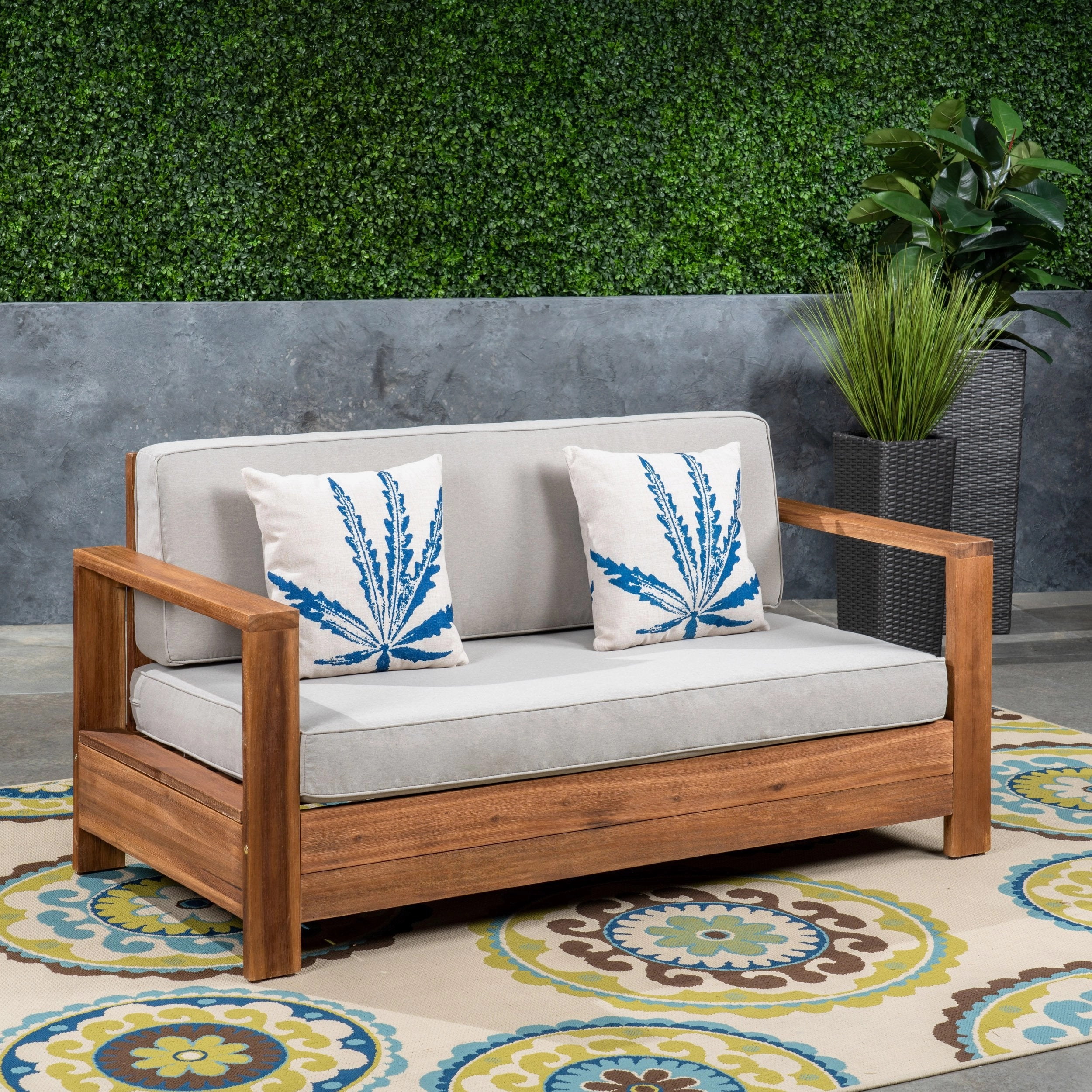 Outdoor Acacia Wood Loveseat - NH173603