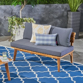 Outdoor Acacia Wood Loveseat - NH424603 stair tread rug, stair mat