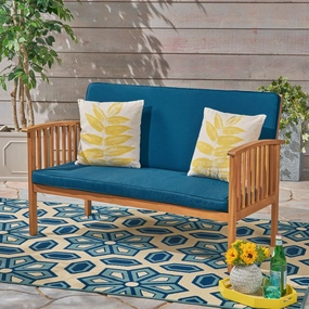 Outdoor Acacia Wood Loveseat - NH745503 stair tread rug, stair mat