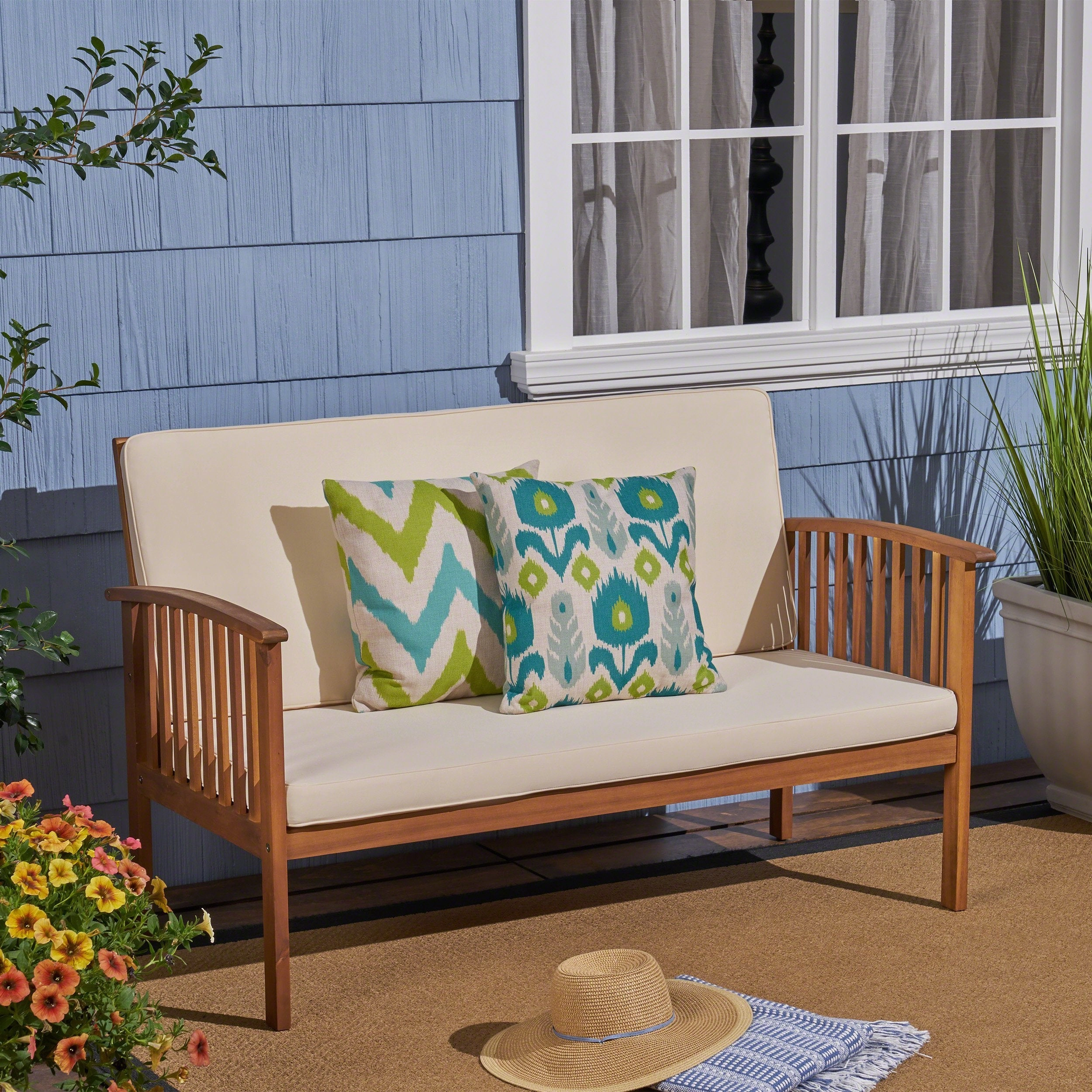 Outdoor Acacia Wood Loveseat - NH745503