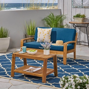 Outdoor Acacia Wood Loveseat and Coffee Table Set with Cushions - NH372703 clothes rack, garment rack