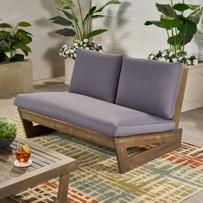 Outdoor Acacia Wood Loveseat with Cushions - NH510013 stair tread rug, stair mat