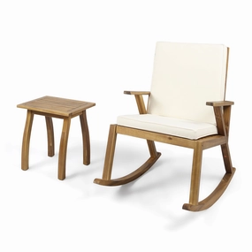 Outdoor Acacia Wood Rocking Chair and Side Table - NH717403 chandelier, pendant light