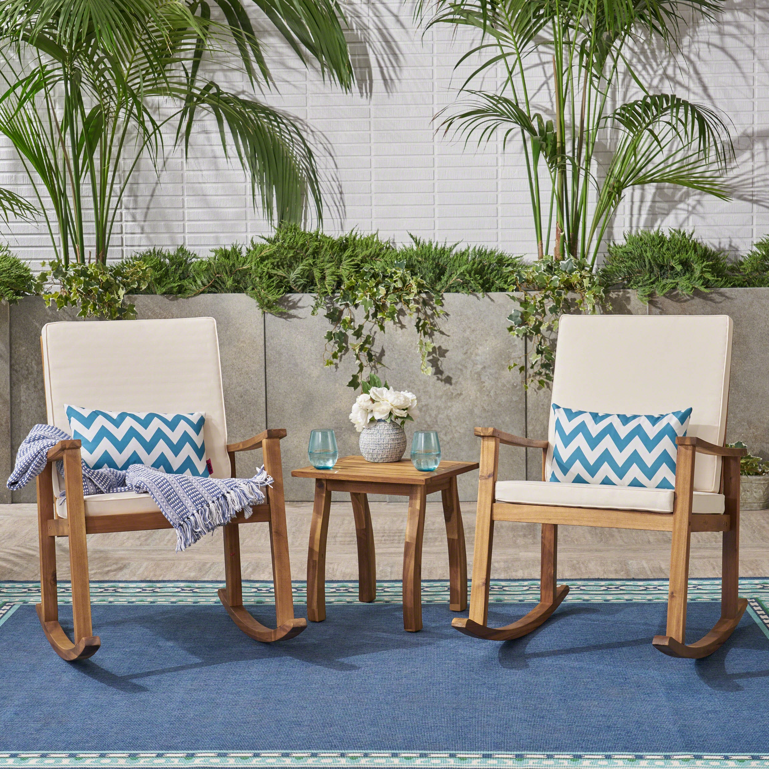 Outdoor Acacia Wood Rocking Chair and Table Set - NH617403 clothes rack, garment rack