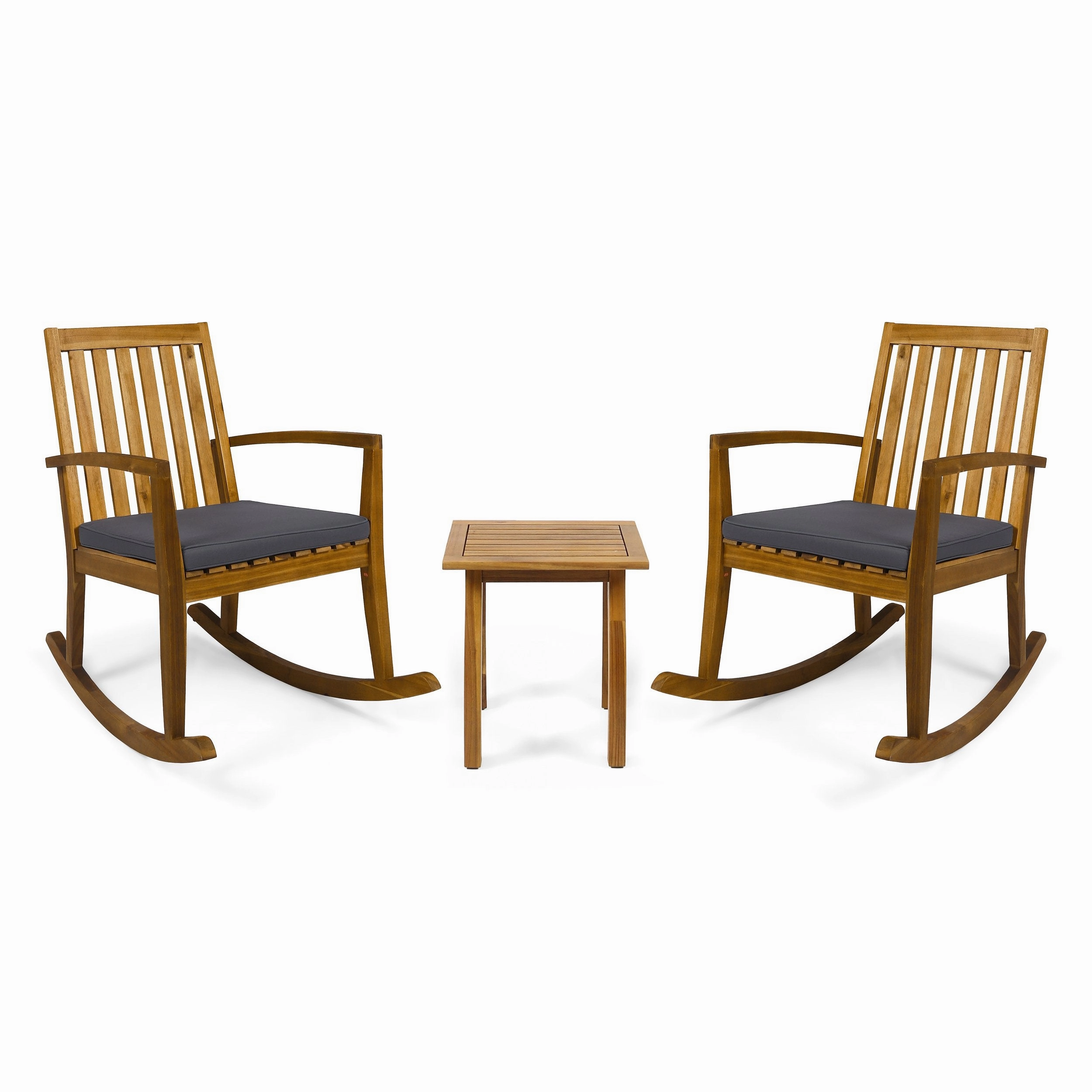 Outdoor Acacia Wood Rocking Chair Chat Set - NH235703