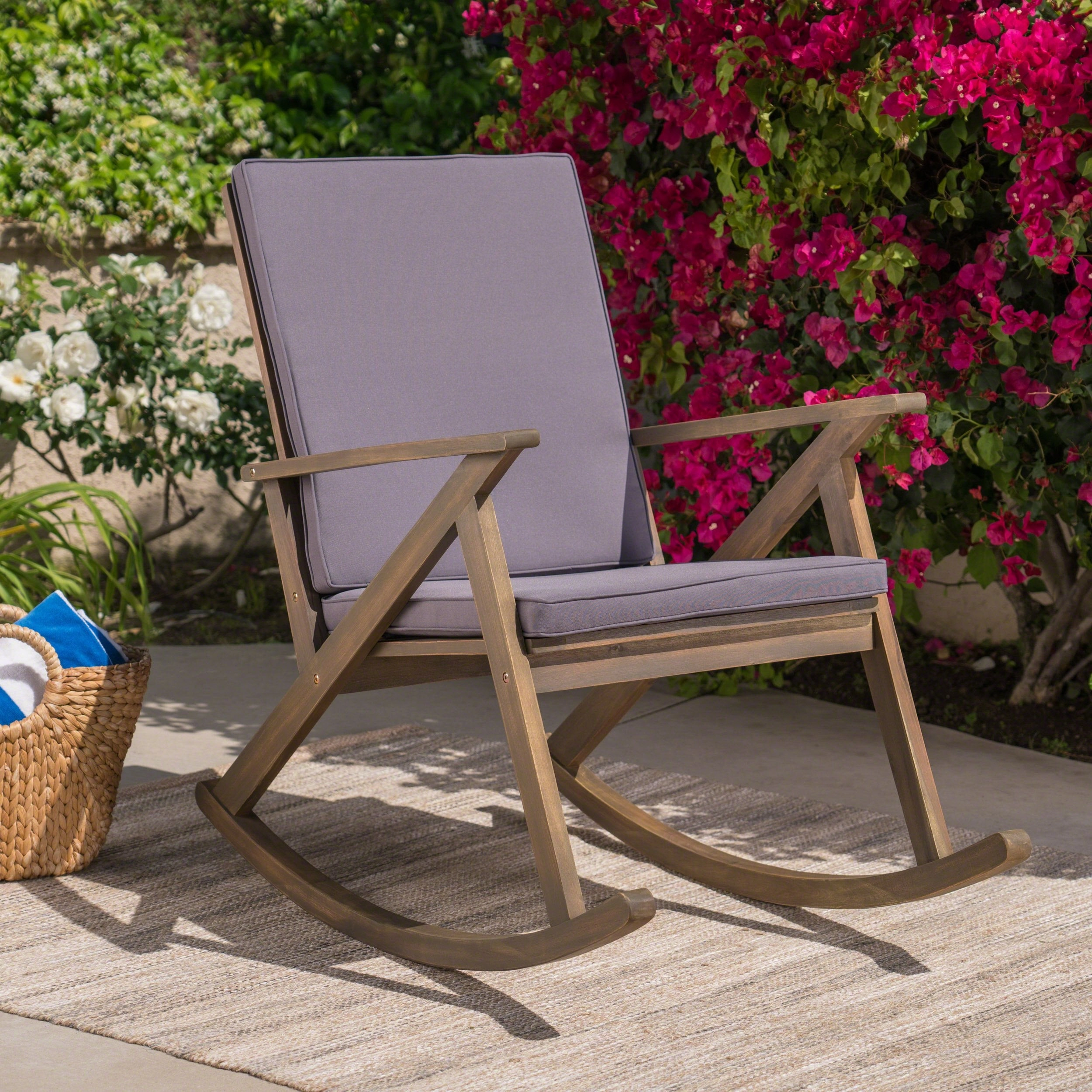 Outdoor Acacia Wood Rocking Chair with Cushion - NH143403 chandelier, pendant light