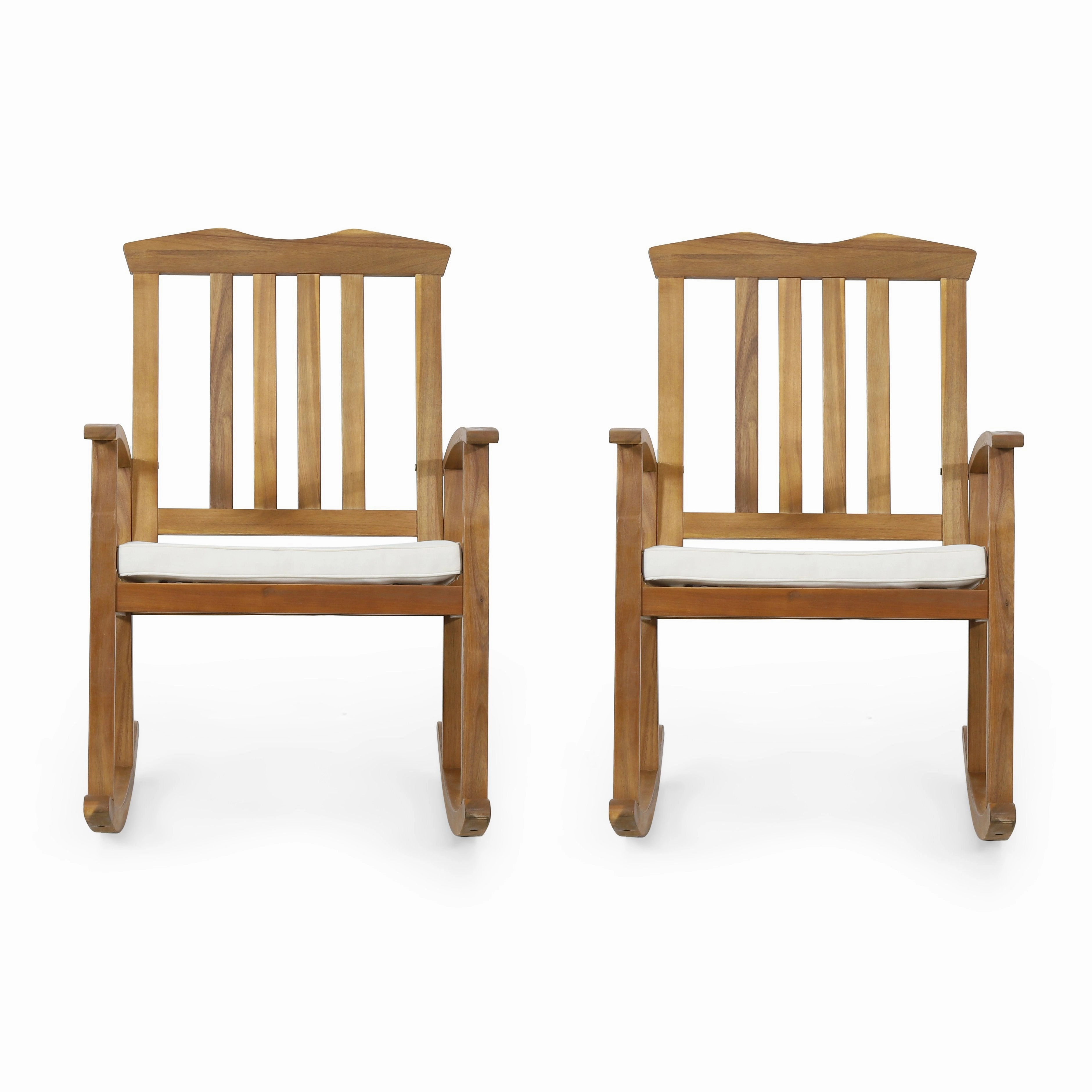 Outdoor Acacia Wood Rocking Chair with Cushion, Set of 2, Teak and Beige - NH636513 chandelier, pendant light