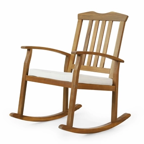 Outdoor Acacia Wood Rocking Chair with Cushion, Teak and Beige - NH536513 chandelier, pendant light