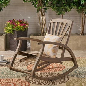 Outdoor Acacia Wood Rocking Chair with Footrest - NH822503 chandelier, pendant light