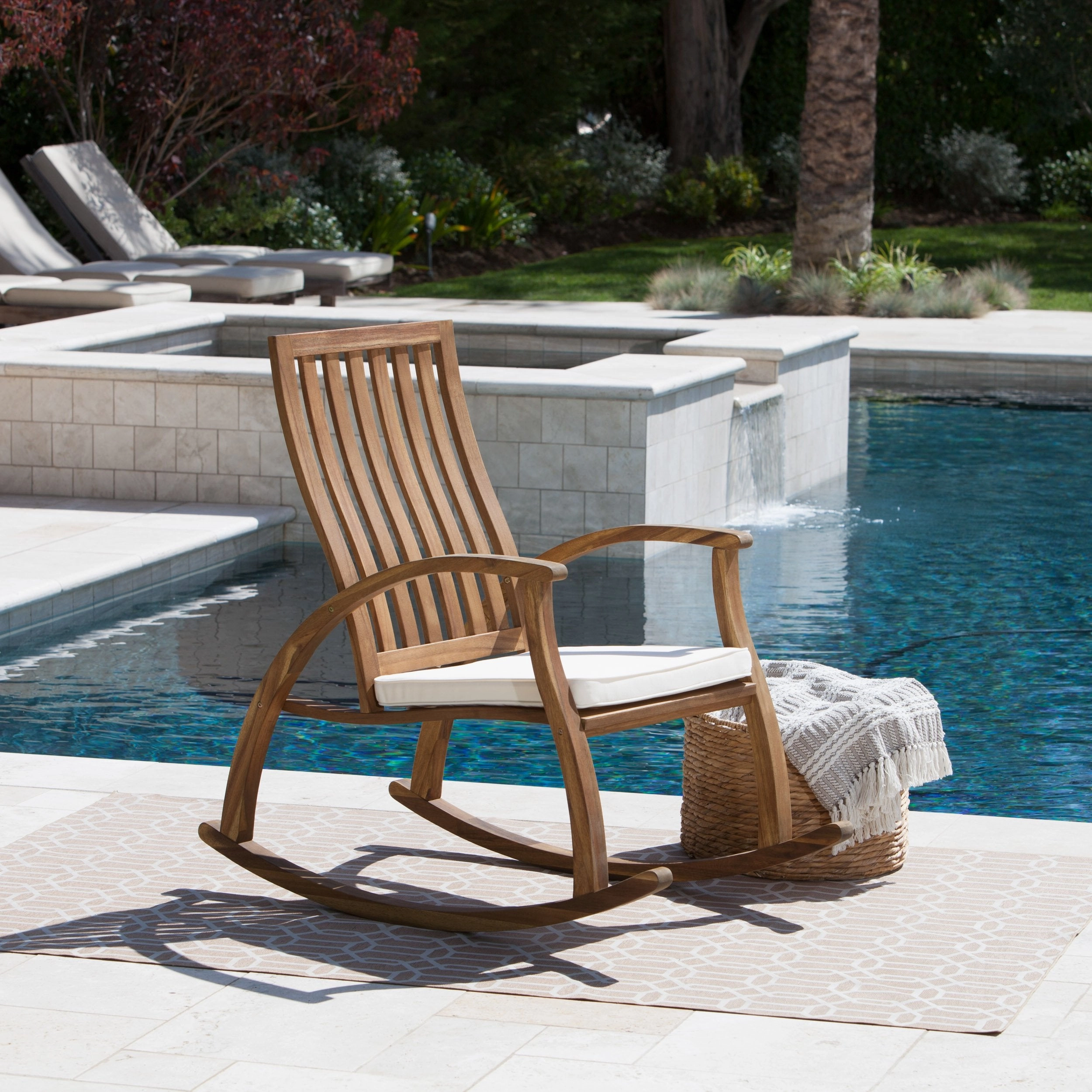 Outdoor Acacia Wood Rocking Chair with Water Resistant Cushion - NH531203 chandelier, pendant light