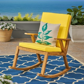 Outdoor Acacia Wood Rocking Chair with Water-Resistant Cushions - NH135603 chandelier, pendant light