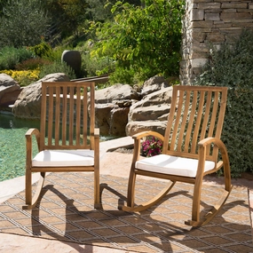 Outdoor Acacia Wood Rocking Chair with Water Resistant Cushions - Set of 2 - NH096203 chandelier, pendant light