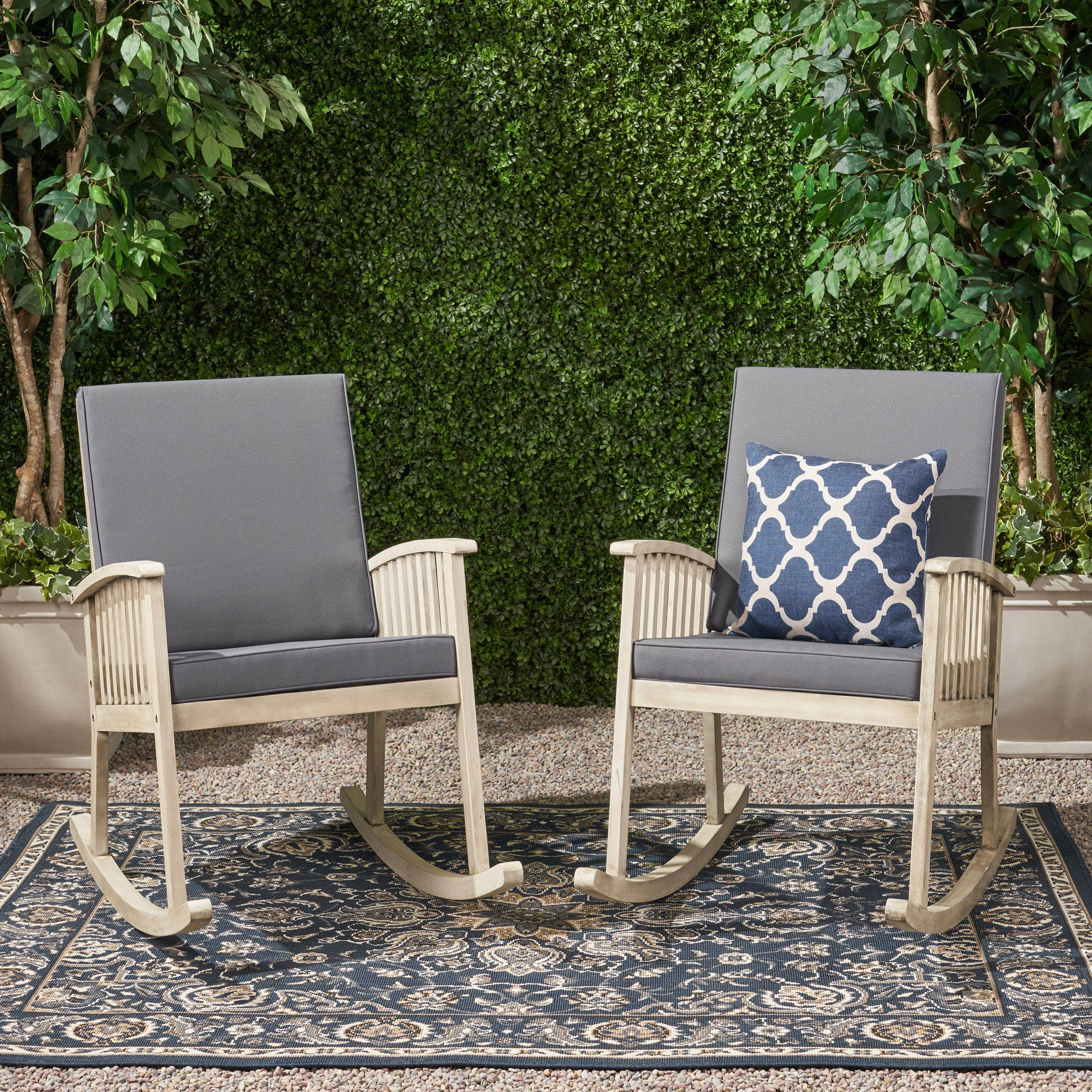 Outdoor Acacia Wood Rocking Chairs (Set of 2) - NH096903