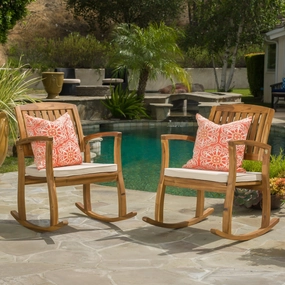 Outdoor Acacia Wood Rocking Chairs with Cushion (Set of 2) - NH771892 chandelier, pendant light