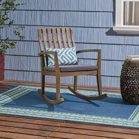 Outdoor Acacia Wood Rustic Style Rocking Chair with Cushions - NH189803 chandelier, pendant light
