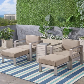 Outdoor Aluminum 2-Seater Club Chair Chat Set with Ottomans and Side Table - NH243603 clothes rack, garment rack
