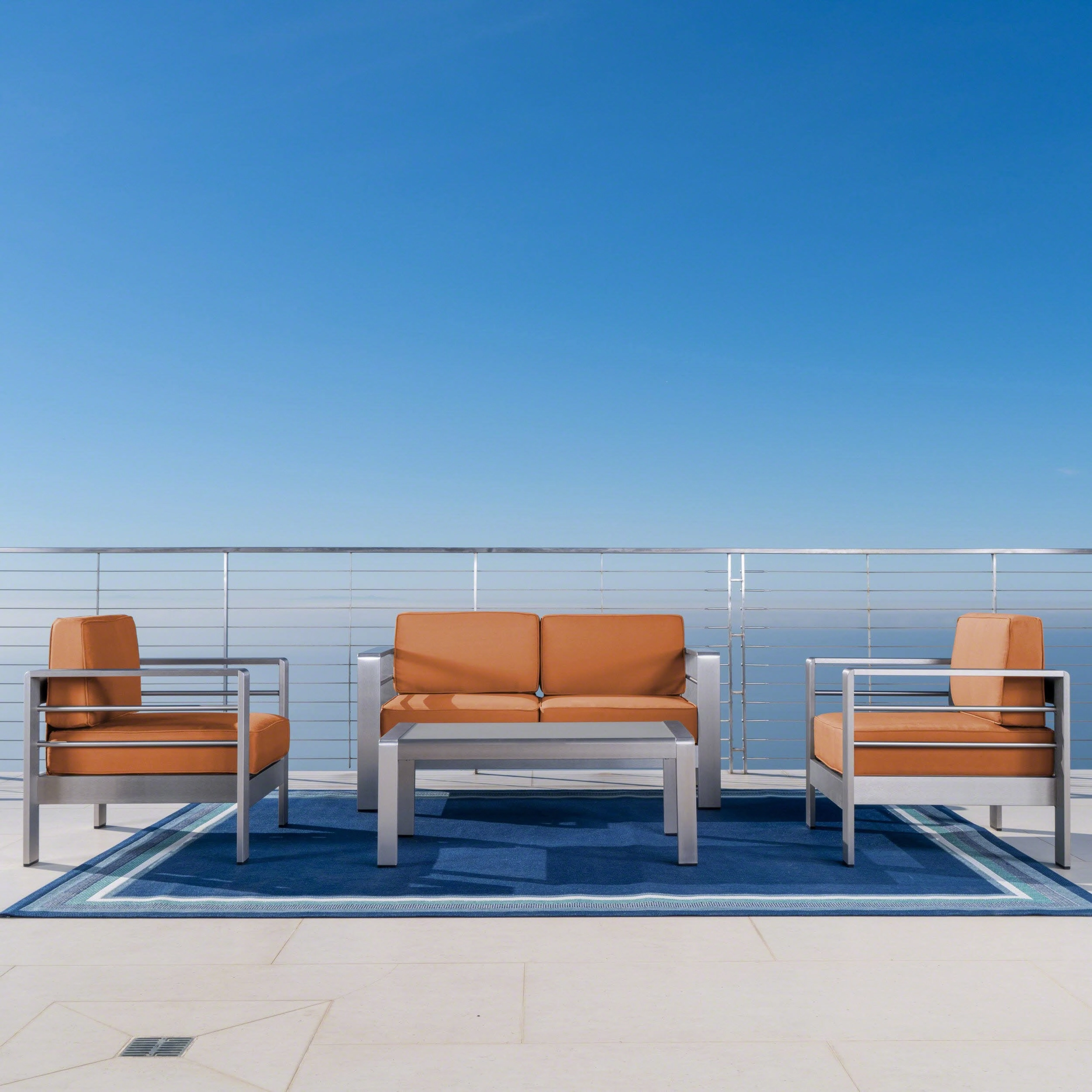 Outdoor Aluminum 4 Piece Chat Set with Sunbrella Cushions - NH404303