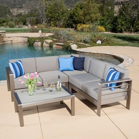 Outdoor Aluminum 4-piece Sofa Set with Cushions - NH176692 cushion cover, soft furnishing