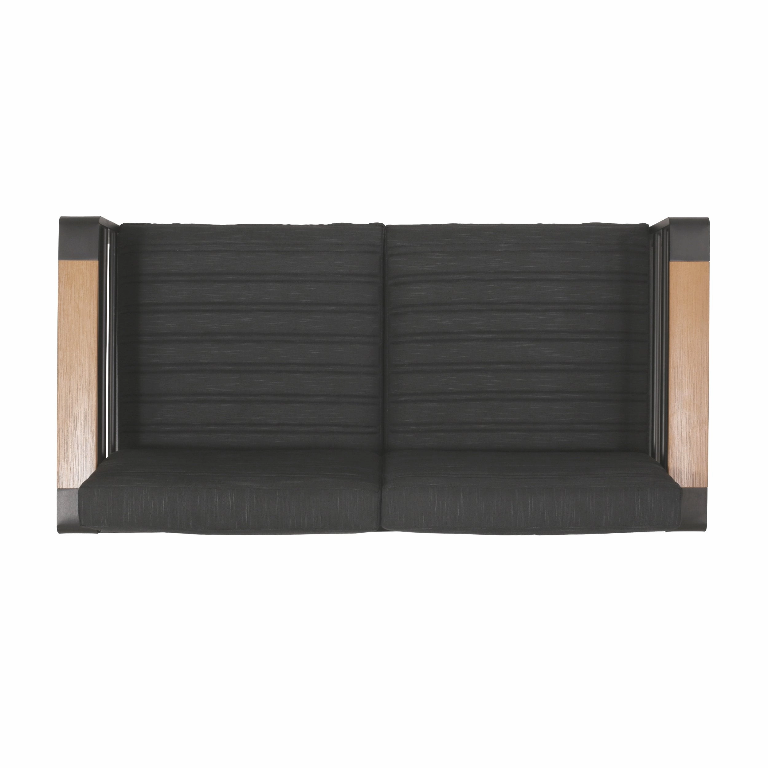 Outdoor Aluminum 4 Seater Chat Set with Fire Pit, Black, Natural, and Dark Gray - NH634413