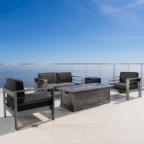 Outdoor Aluminum 5 Piece Chat Set with Fire Table - NH808103 cushion cover, soft furnishing
