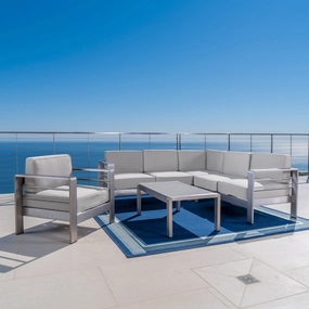 Outdoor Aluminum 5 Piece Sofa Set with Sunbrella Cushions - NH983303 cushion cover, soft furnishing