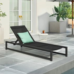Outdoor Aluminum Chaise Lounge with Mesh Seating chandelier, pendant light