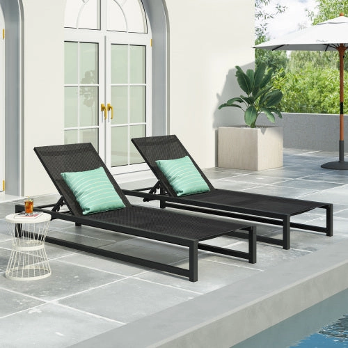Outdoor Aluminum Chaise Lounge with Mesh Seating