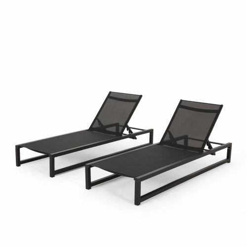 Outdoor Aluminum Chaise Lounge with Mesh Seating