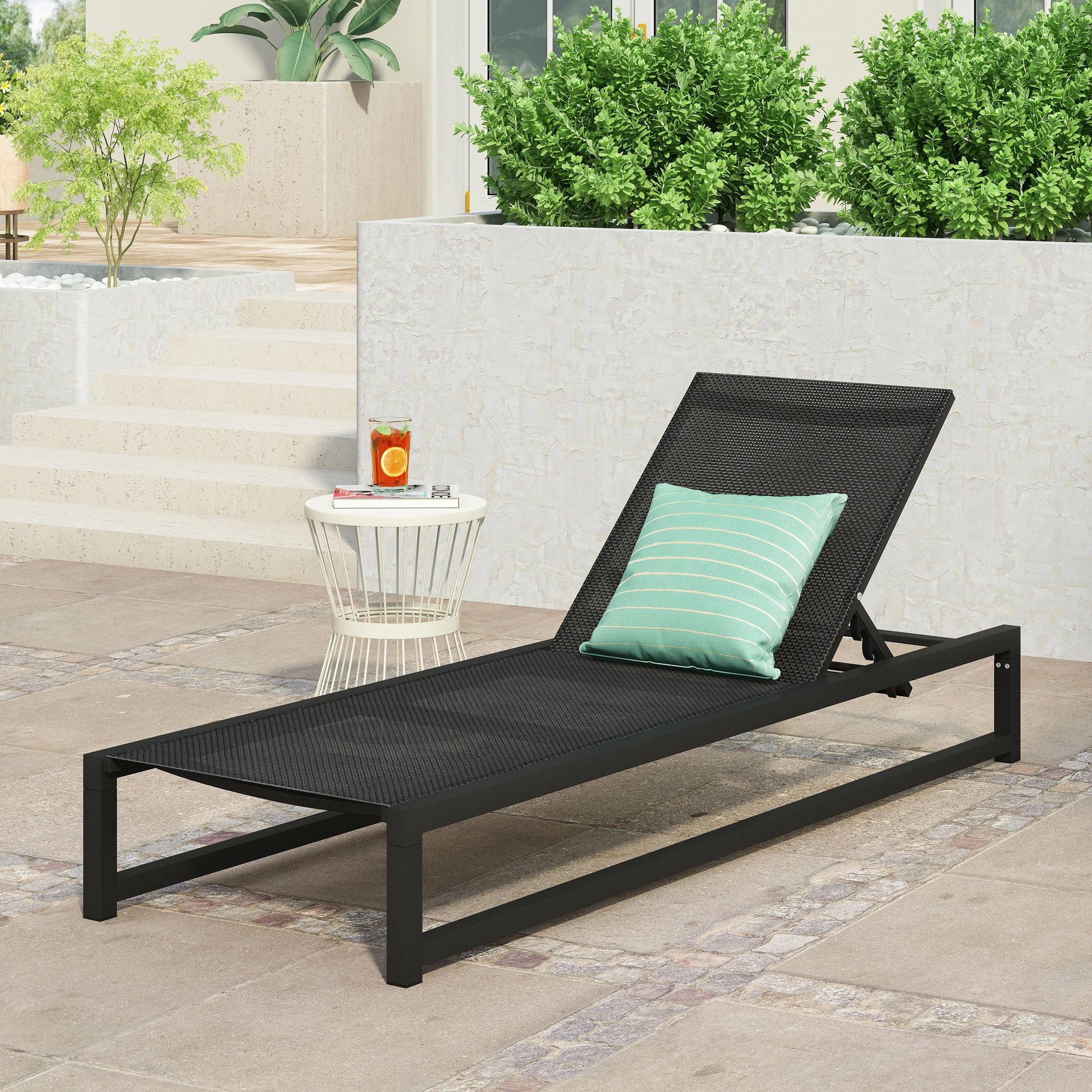 Outdoor Aluminum Chaise Lounge with Mesh Seating