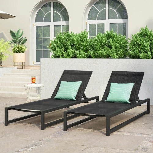 Outdoor Aluminum Chaise Lounge with Mesh Seating
